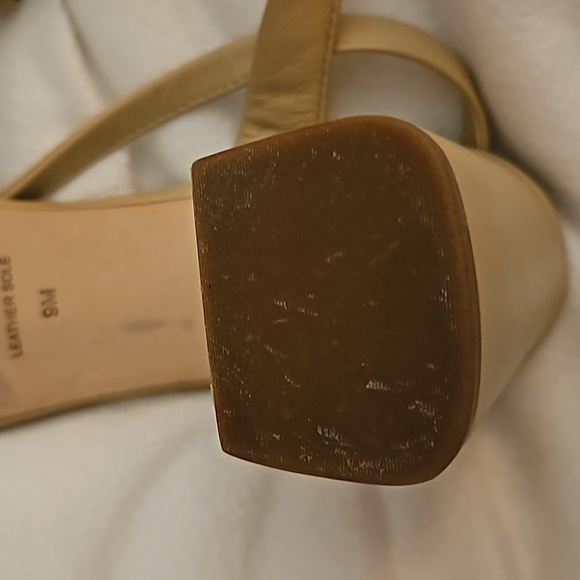 ANTONIO MELANI Gwyn Leather Beige Open Toe Strappy Block Platform Heel Sandals - Picture 14 of 14